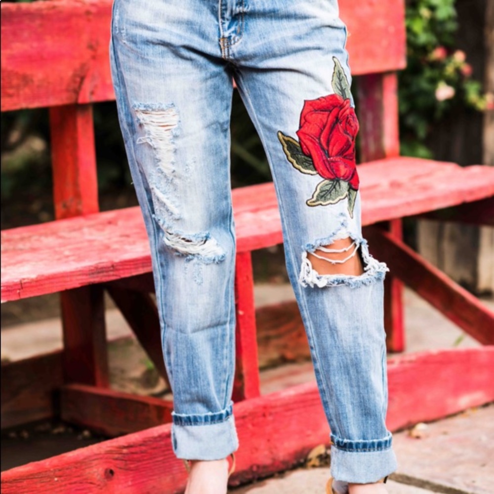 Rose Decal Jeans